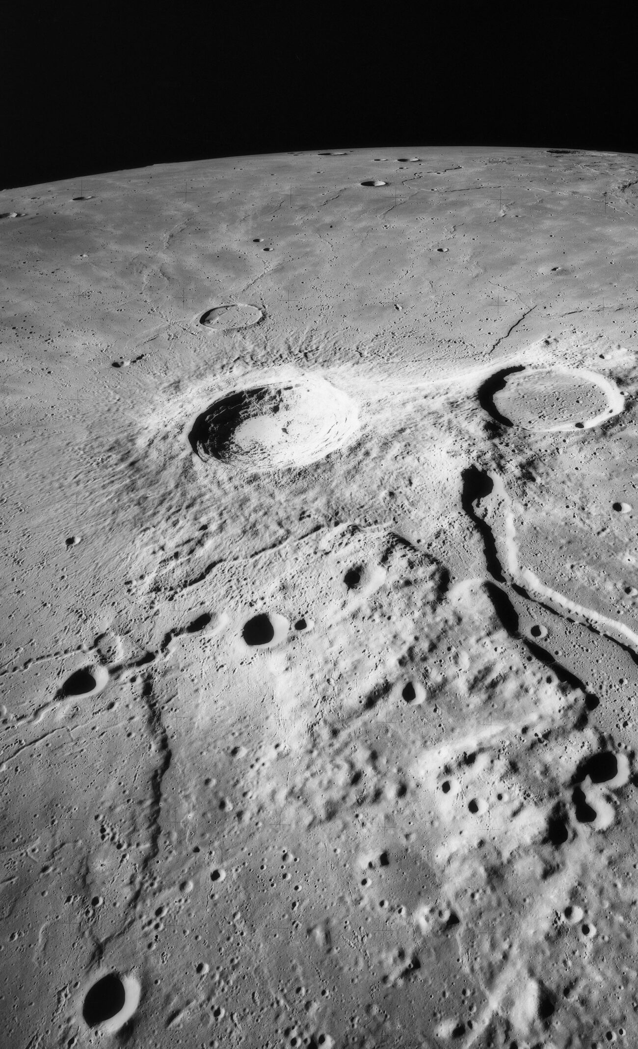The crater named after Aristarchus, on the left, among the brightest spots on the Moon, seen from orbit